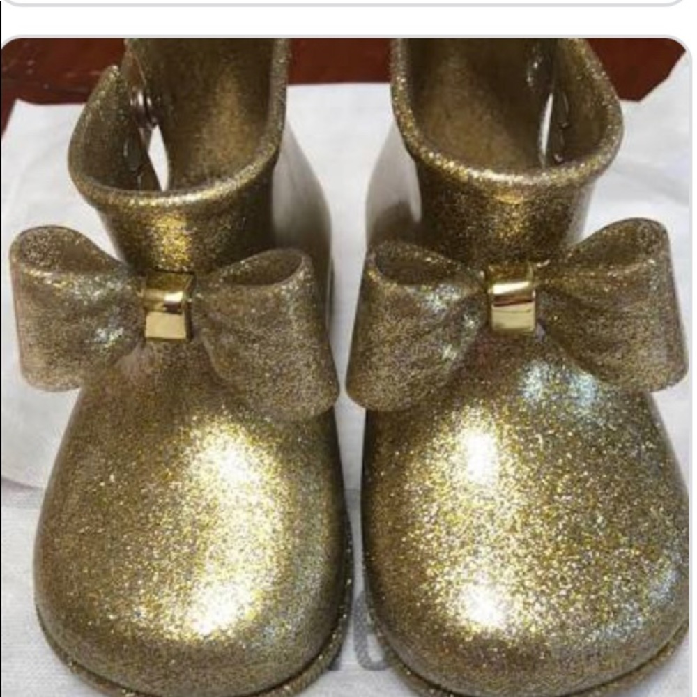 Mini Melissa gold glitter bow NEW rain boot sz 9